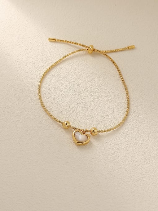 14k Gold [adjustable] Brass Shell Heart Minimalist Adjustable Bracelet